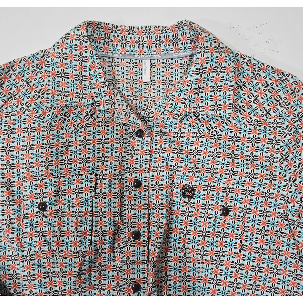 Cinch Womens Large Western Button-up Shirt Geometric Floral Medallion MSW9201015